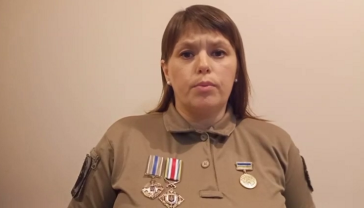 Ветеран от войната и доброволка Лариса Бродецка (Збурлюк). Снимка: кадър от видеото t.me/My_za_MO